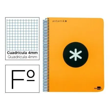 Bloc Espiral Liderpapel Folio Cuadros 4Mm 80 Hojas Tapa Extrafuerte Color Naranja