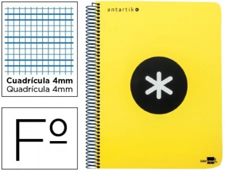 Bloc Espiral Liderpapel Folio Cuadros 4Mm 80 Hojas Tapa Extrafuerte Color Amarillo