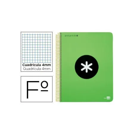 Bloc Espiral Liderpapel Folio Cuadros 4Mm 80 Hojas Tapa Extrafuerte Color Verde