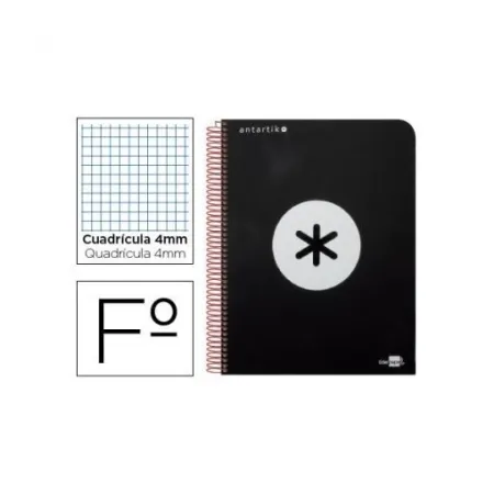 Bloc Espiral Liderpapel Folio Cuadros 4Mm 80 Hojas Tapa Extradura Color Negro