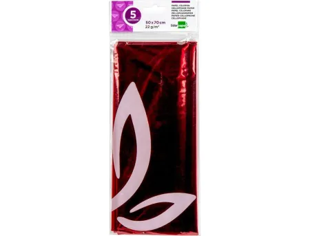Papel Celofan Rojo 50X70 2G/M2 Bolsa de 5 Hojas