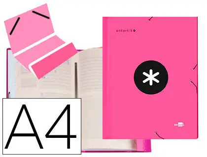 Carpeta Liderpapel Antartik Clasificadora 12 A4 Departamentos Gomas Carton Forrado Color Rosa