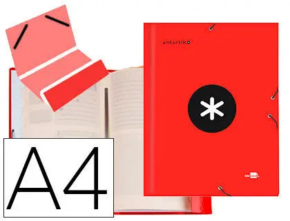 Carpeta Liderpapel Antartik Clasificadora 12 A4 Departamentos Gomas Carton Forrado Color Roja