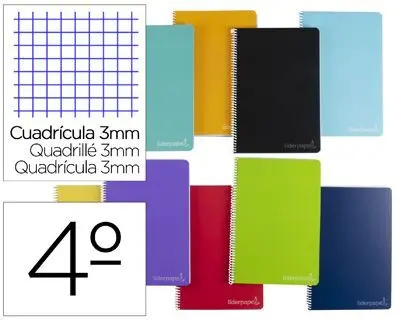 Cuaderno Espiral Liderpapel Cuarto Witty Tapa Dura 80H 75Gr Cuadro 3Mm con Margen Colores Surtidos
