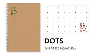 BLOC ESPIRAL A4 100H 80GR DOTS RECICLADO ECOLOGICO