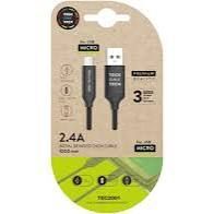 CABLE USB 2,4 TECH ONE TECH BRYDED NYLON 1MT NEGRO