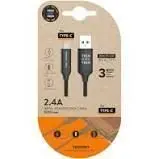 Cable Usb 2. 4 Tech One Tech Braided Nylon Tipo Usb C 1 Mt Negro