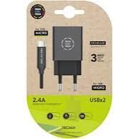 CARGADOR TECH ONE TECH 2.4 DOBLE USB+CABLE BRAID NYLON MICRO USB ANDROID