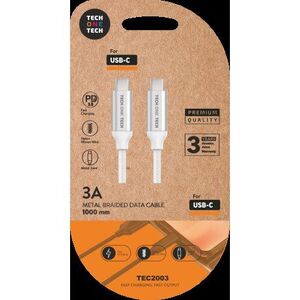 CABLE PD (USB-C). USB-C A USB-C BRAIDED NYLON 1M 3A BLANCO