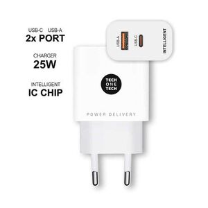 ENCHUFE CARGADOR 25W ULTRA DUAL USB-C + USB-A