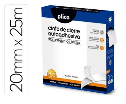 Cinta de Cierre Adhesiva Plico Velcro Blanco 20Mm X 25M