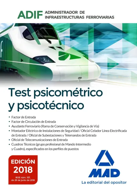 Test Psicométrico y Psicotécnico. Administrador de Infraestructuras Ferroviarias