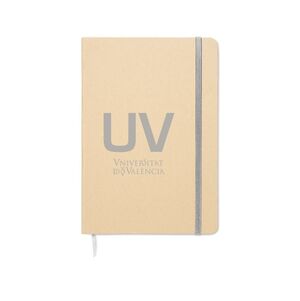 LIBRETA LASER A5 UV TAPA DURA CON ELÁSTICO 96H RAYAS 14 X 21CM-PLATA