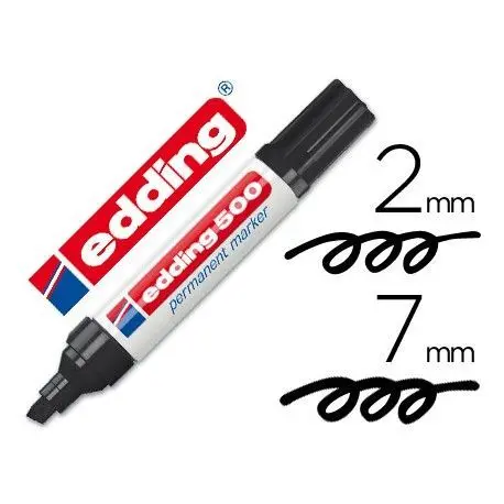 Rotulador Edding Marcador Permanente 500 Negro-Punta Biselada 7 mm
