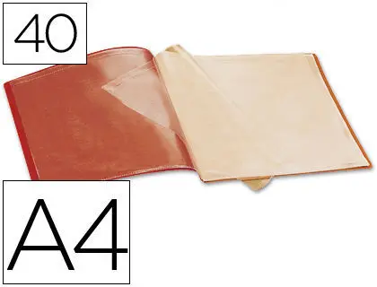 Carpeta Liderpapel Polipropileno 40 Fundas A4 Roja