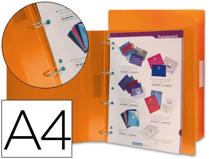 Carpeta Liderpapel 4 Anillas 25 mm Polipropileno A4 Naranja