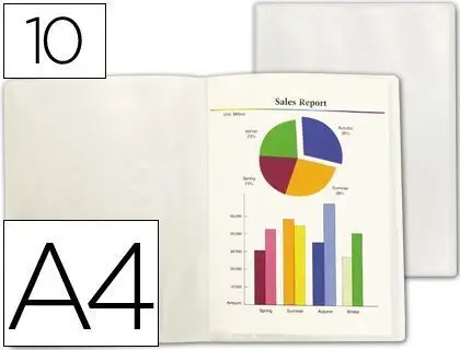 Carpeta Liderpapel Escaparate 47484 10 Fundas Polipropileno Traslucida Din A4 Transparente