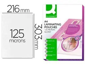 Bolsa de Plastificar Q-Connect 303 X 216 mm 125Mc Din A4 Caja de 100