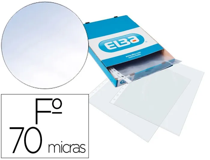 Funda Multitaladro Elba Standard Folio 70 Micras Cristal Caja de 100 Unidades.