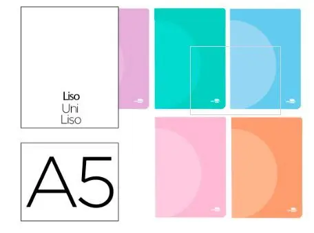 Libreta Liderpapel 360 Tapa de Plastico A5 48 Hojas 90G/M2 Liso sin Margen Colores Pastel Surtidos