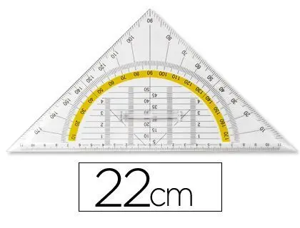 Escuadra Liderpapel Geometria 22 cm Plastico Cristal con Pestaña de Sujeccion