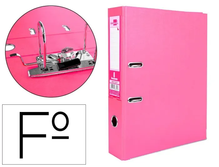 Archivador de Palanca Liderpapel Folio Documenta Forrado Pvc con Rado Lomo 75 mm Rosa