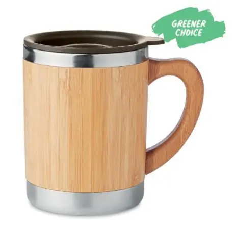 Mo9689 - Taza Bambu y Acero Doble Pared 350 Ml (Sin Logo)