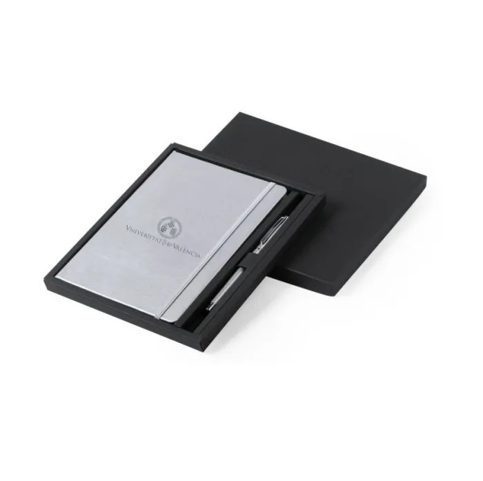 Set Libreta y Bolígrafo Universitat de València Plateado A5 - 14,5 X 21 cm