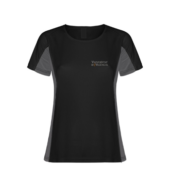 CAMISETA DEPORTE MUJER UNIVERSITAT DE VALÈNCIA TRANSPIRABLE - EBANO - S.  Deporte uv. La Tenda de La Universitat de València