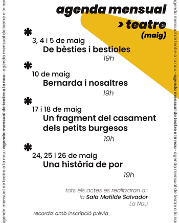 Agenda mensual teatre maig  / 23 - Centre Cultural La Nau